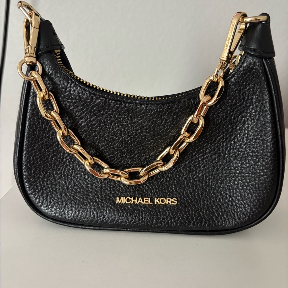 Michael Kors Black Leather Chain Bag